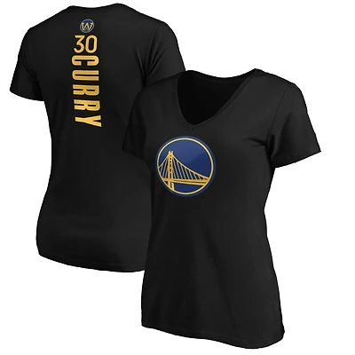 T-shirt col V noir Stephen Curry pour femme, meneur de jeu des Golden State Warriors