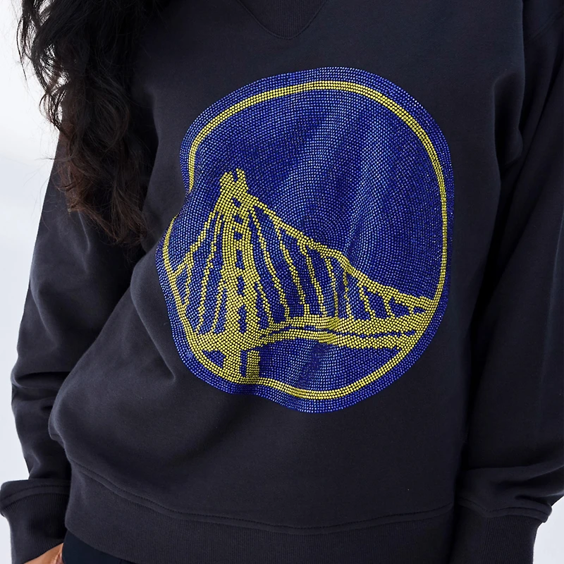 Sweat-shirt à capuche noir avec logo en pierres précieuses des Golden State Warriors pour femme Terez