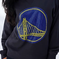 Sweat-shirt à capuche noir avec logo en pierres précieuses des Golden State Warriors pour femme Terez