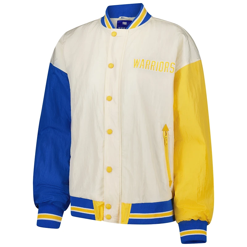Veste aviateur à boutons-pression pour femme Terez White Golden State Warriors