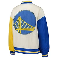 Veste aviateur à boutons-pression pour femme Terez White Golden State Warriors