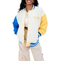 Veste aviateur à boutons-pression pour femme Terez White Golden State Warriors