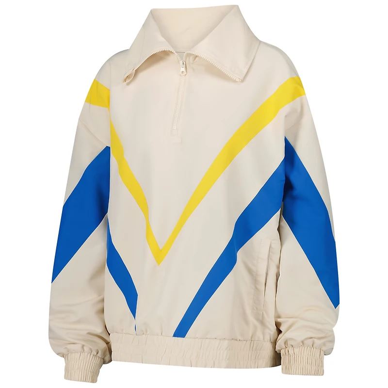 Veste coupe-vent à quart de zip en ripstop chevrons rétro Terez White Golden State Warriors pour femme