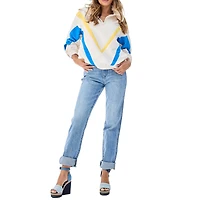 Veste coupe-vent à quart de zip en ripstop chevrons rétro Terez White Golden State Warriors pour femme