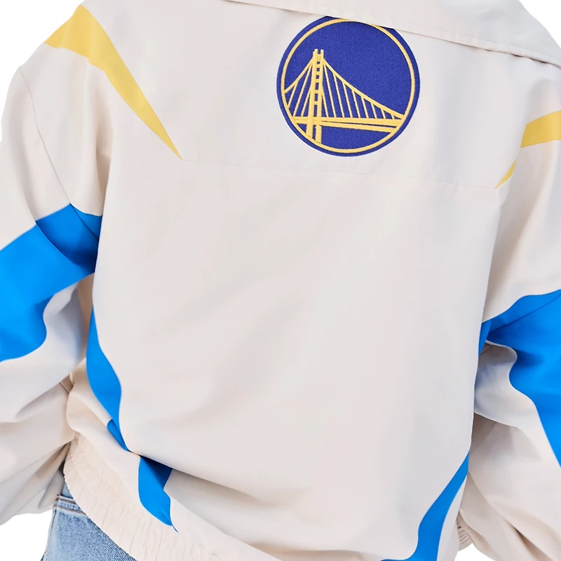 Veste coupe-vent à quart de zip en ripstop chevrons rétro Terez White Golden State Warriors pour femme