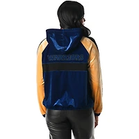 Veste de survêtement zippée en velours bleu Golden State Warriors The Wild Collective pour femme