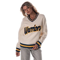 Pull à col en V jacquard crème Golden State Warriors de The Wild Collective pour femme