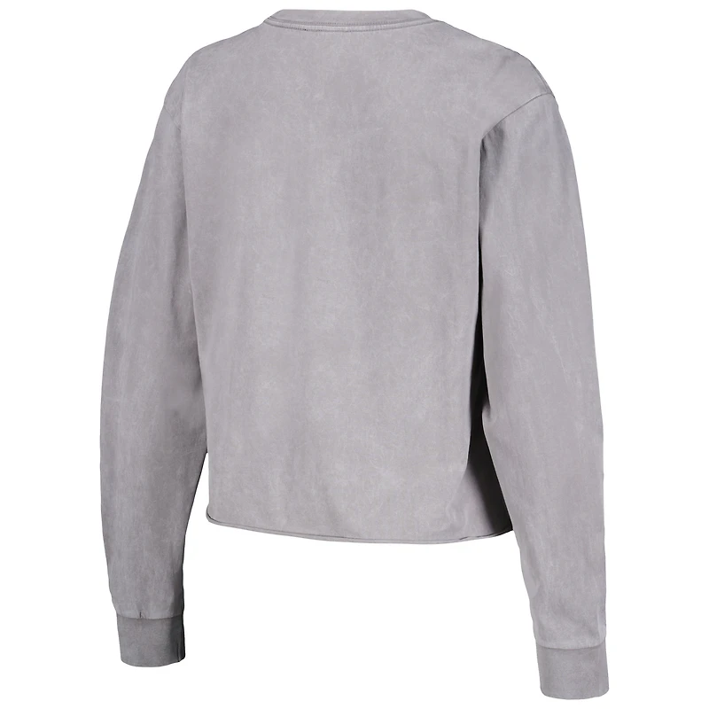 Women's The Wild Collective  Gray Golden State Warriors Band Cropped Long Sleeve T-Shirt