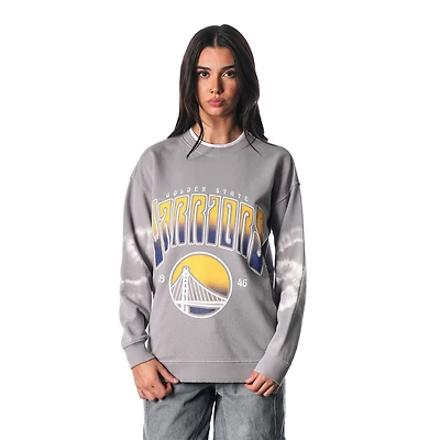 Sweat-shirt à capuche tie-dye décoloré gris chiné Golden State Warriors pour femme The Wild Collective