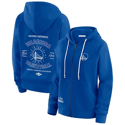 Sweat à capuche zippé vintage bleu raglan des Golden State Warriors pour femme par Erin Andrews