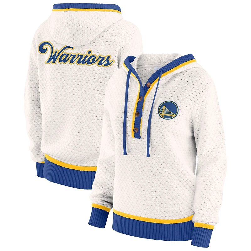 Sweat à capuche grande taille crème Golden State Warriors pour femme par Erin Andrews