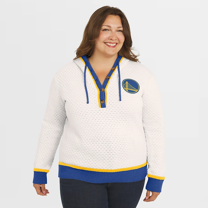 Women's WEAR by Erin Andrews Cream Golden State Warriors Plus Hoodie Sweater