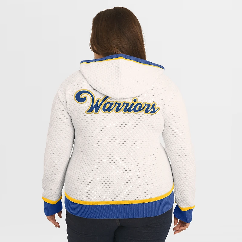 Women's WEAR by Erin Andrews Cream Golden State Warriors Plus Hoodie Sweater