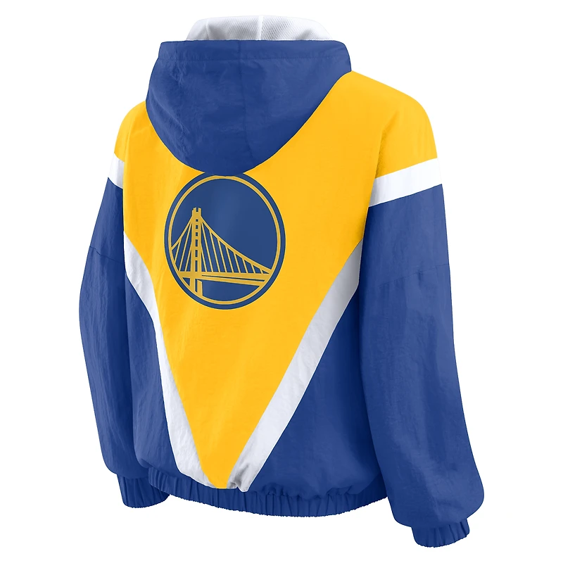 Women's WEAR by Erin Andrews  Gold/Royal Golden State Warriors Colorblock Full-Zip Hoodie Windbreaker Jacket