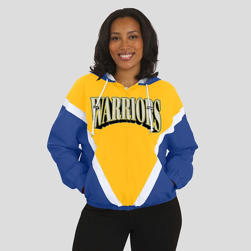 Women's WEAR by Erin Andrews  Gold/Royal Golden State Warriors Colorblock Full-Zip Hoodie Windbreaker Jacket