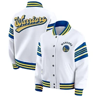 Sweat-shirt en molleton blanc à boutons-pression pour femme WEAR by Erin Andrews des Golden State Warriors