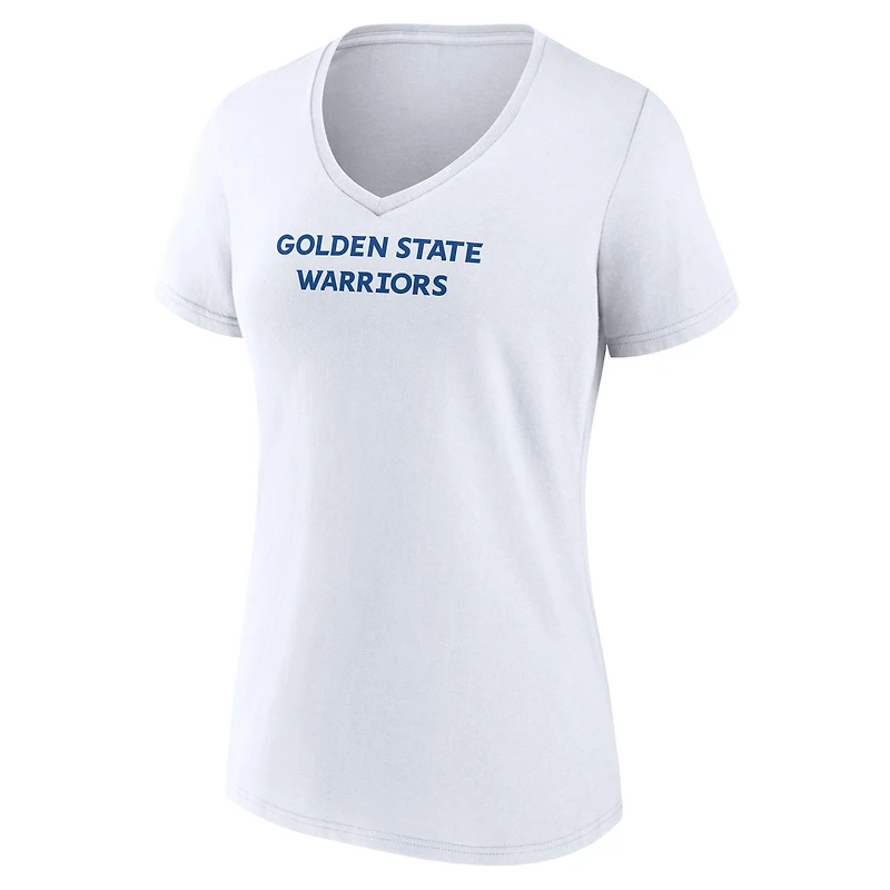T-shirt domicile à col en V blanc pour femmes Golden State Warriors