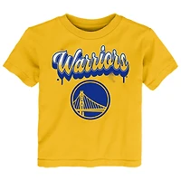 Youth  Gold Golden State Warriors Bubbly Script T-Shirt