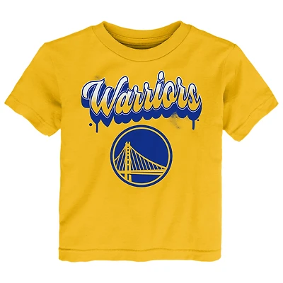 Youth  Gold Golden State Warriors Bubbly Script T-Shirt