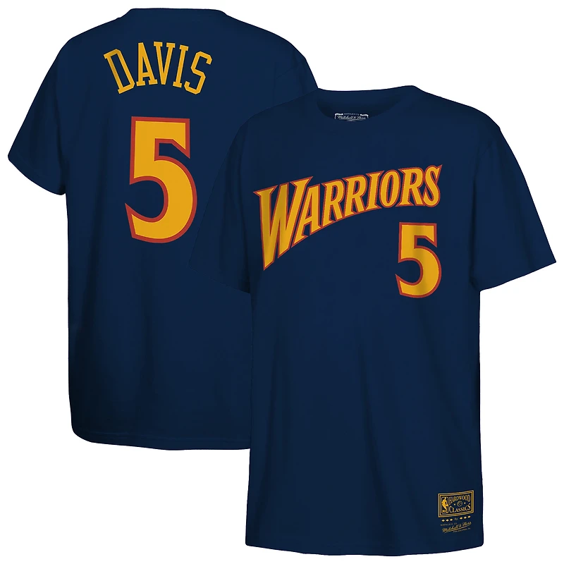 T-shirt Mitchell & Ness Baron Davis bleu marine Golden State Warriors Hardwood Classics pour enfant, avec nom et numéro