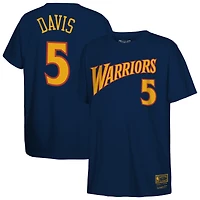 T-shirt Mitchell & Ness Baron Davis bleu marine Golden State Warriors Hardwood Classics pour enfant, avec nom et numéro