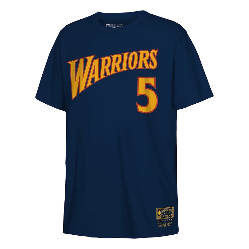 Youth Mitchell & Ness Baron Davis Navy Golden State Warriors Hardwood Classics Name Number T-Shirt