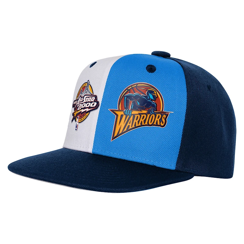 Casquette snapback double avant Mitchell & Ness bleu marine Golden State Warriors 2000 All-Star Game