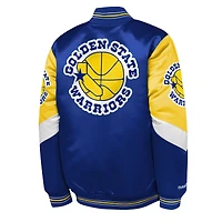 Youth Mitchell & Ness  Royal Golden State Warriors Throw It Back Heavyweight Full-Zip Satin Jacket