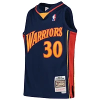 Maillot rétro Mitchell & Ness Stephen Curry bleu marine Golden State Warriors 2009-10 Hardwood Classics pour jeunes