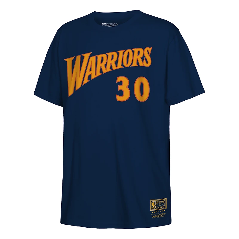 Youth Mitchell & Ness Stephen Curry Navy Golden State Warriors Hardwood Classics Name Number T-Shirt