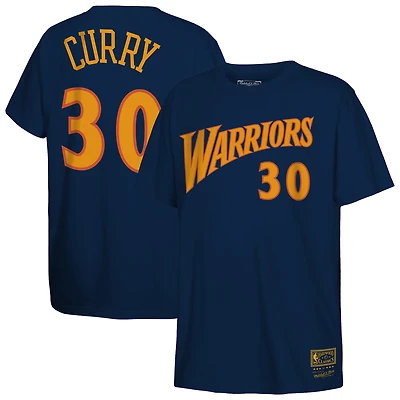 Youth Mitchell & Ness Stephen Curry Navy Golden State Warriors Hardwood Classics Name Number T-Shirt