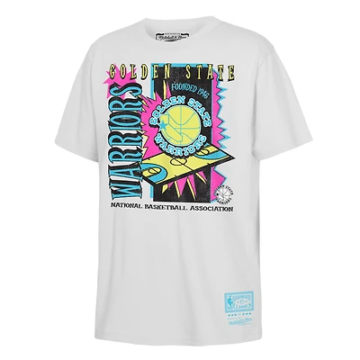 T-shirt Mitchell & Ness blanc Golden State Warriors Neon Court Shock pour enfant
