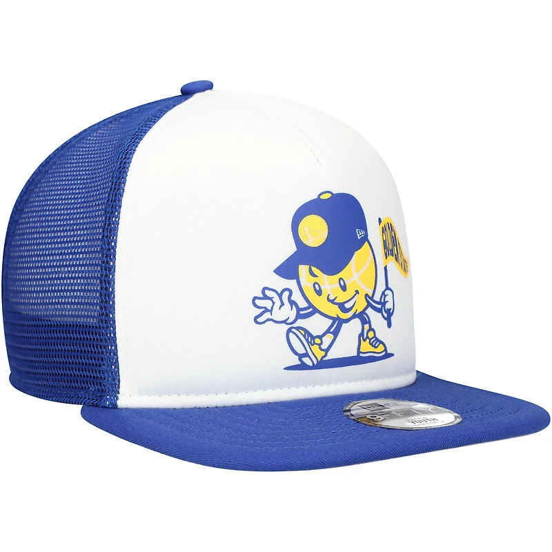 Youth New Era White/Royal Golden State Warriors Court Sport Mascot 9FIFTY Snapback Hat