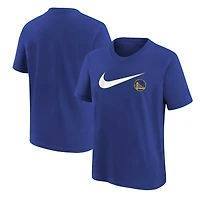 T-shirt Nike Royal Golden State Warriors essentiel avec logo Swoosh pour jeune