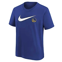 T-shirt Nike Royal Golden State Warriors essentiel avec logo Swoosh pour jeune