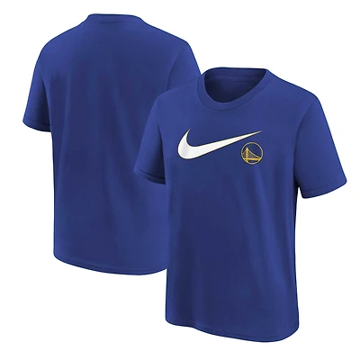 T-shirt Nike Royal Golden State Warriors essentiel avec logo Swoosh pour jeune