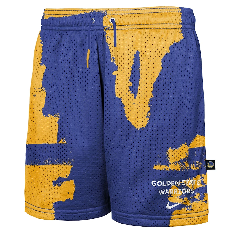 Youth Nike Royal/Gold Golden State Warriors Courtside Pro Shot Dri-FIT Mesh Practice Shorts