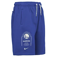 Youth Nike Royal Golden State Warriors Courtside Club Fleece Shorts