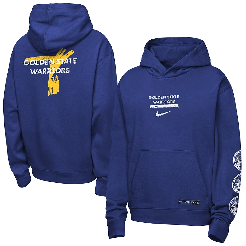 Youth Nike Royal Golden State Warriors Courtside Club Premiere Hoodie