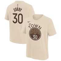 T-shirt Nike Stephen Curry beige Golden State Warriors 2025/26 City Edition pour jeunes, nom et numéro