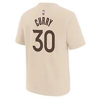 T-shirt Nike Stephen Curry beige Golden State Warriors 2025/26 City Edition pour jeunes, nom et numéro