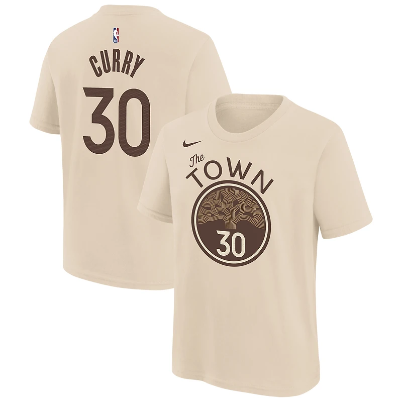 Youth Nike Stephen Curry Tan Golden State Warriors 2025/26 City Edition Name & Number T-Shirt