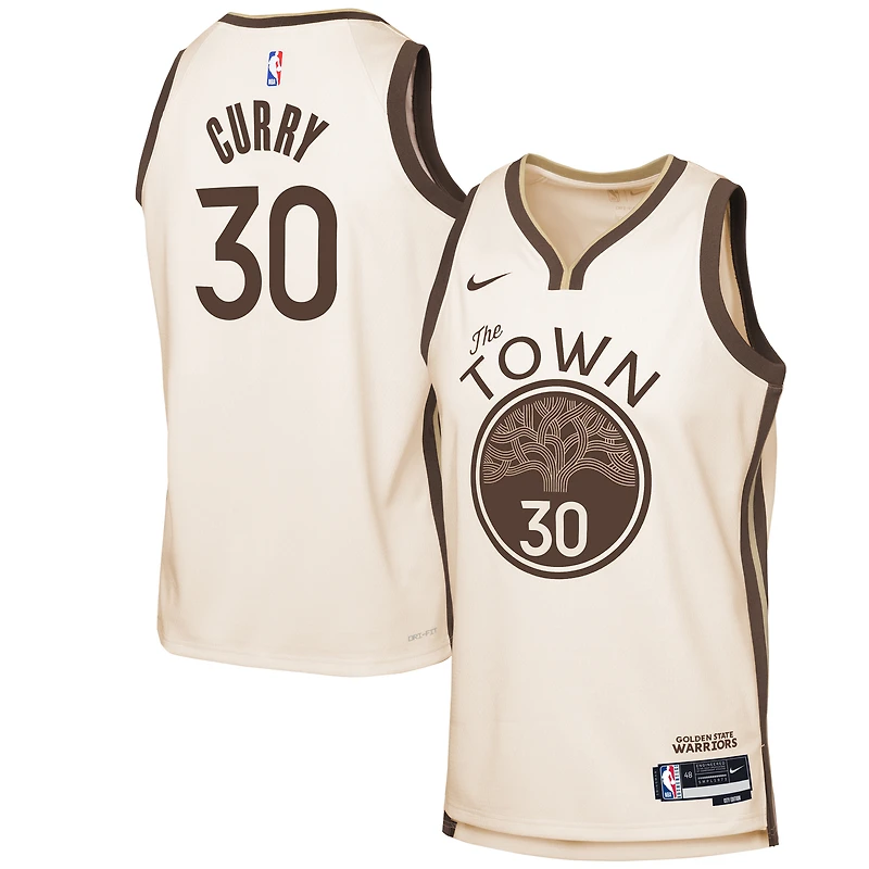 Maillot Swingman Nike Stephen Curry beige Golden State Warriors 2025/26 City Edition pour jeunes
