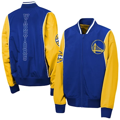 Coupe-vent zippé à deux points Golden State Warriors Royal/Gold pour jeunes Outerstuff