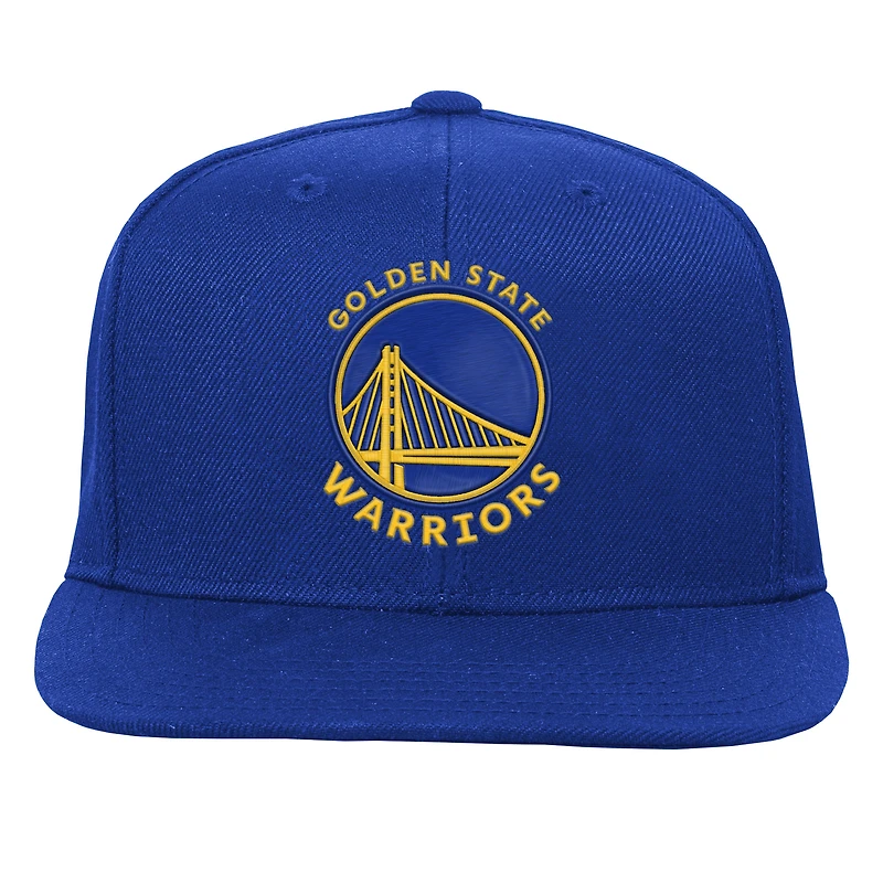 Casquette snapback à visière plate avec logo des Golden State Warriors pour jeunes Outerstuff