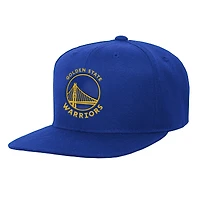 Casquette snapback à visière plate avec logo des Golden State Warriors pour jeunes Outerstuff