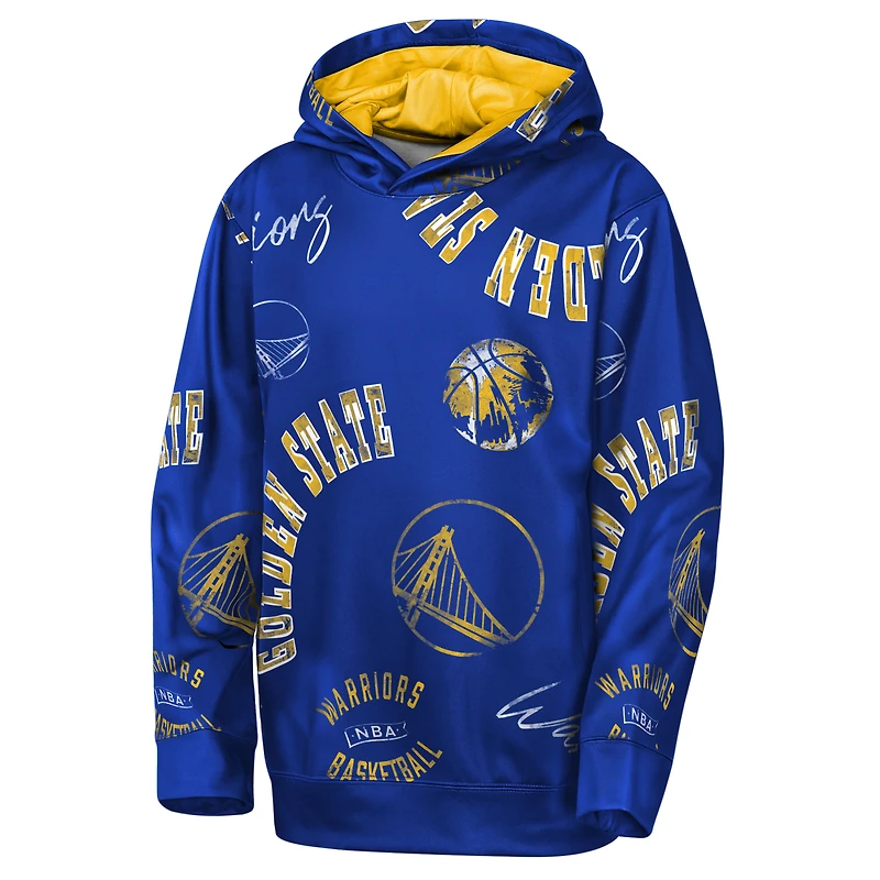 Sweat à capuche Youth Outerstuff Royal Golden State Warriors avec motif de violation mouvement