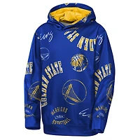 Sweat à capuche Youth Outerstuff Royal Golden State Warriors avec motif de violation mouvement