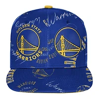 Youth Outerstuff  Royal Golden State Warriors Street Hooper Allover Print Snapback Hat