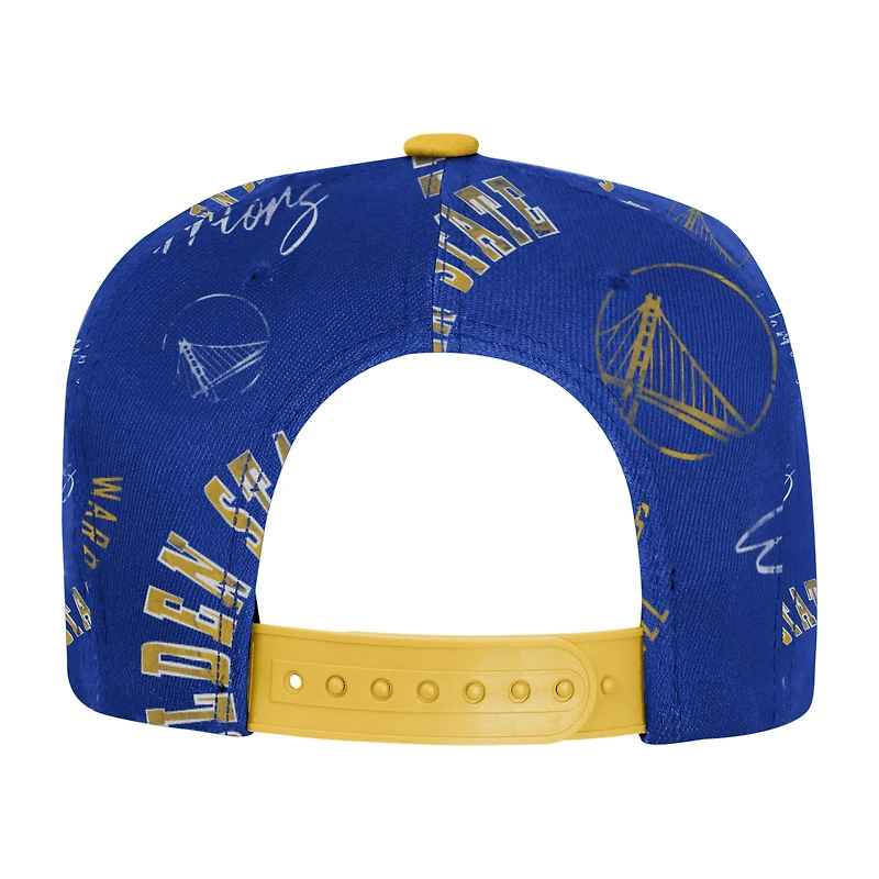 Youth Outerstuff  Royal Golden State Warriors Street Hooper Allover Print Snapback Hat